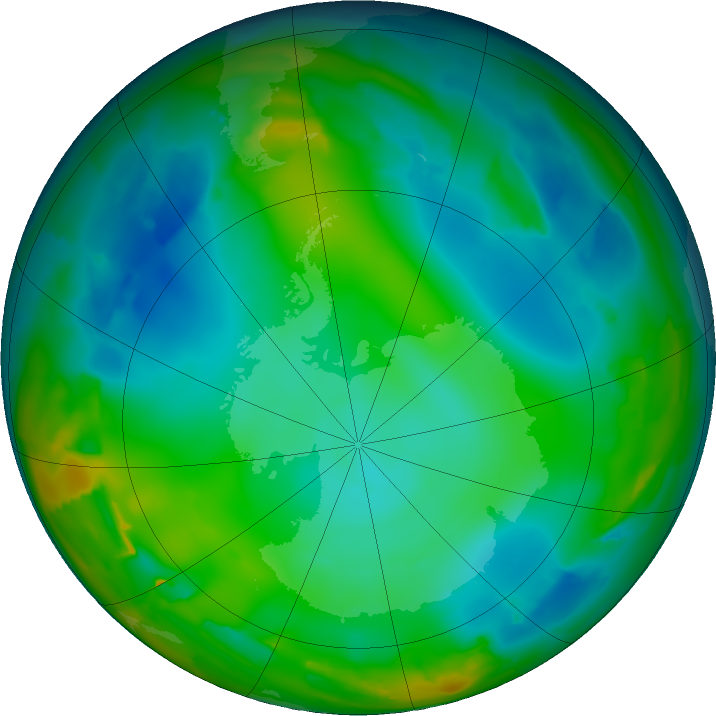 Antarctic ozone map for 30 June 2011